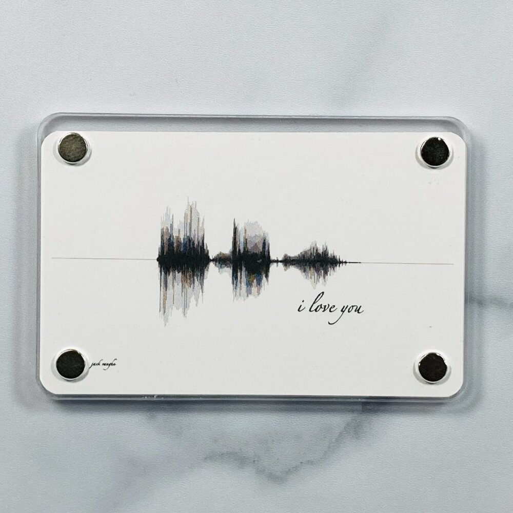 NEW I Love You Soundwave Acrylic Magnet 2.36x3.54in Black White Minimalist